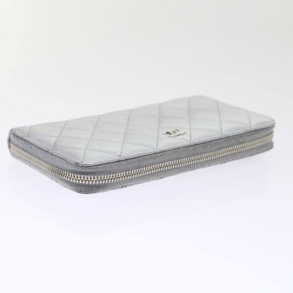 CHANEL Long Wallet Lamb Skin Silver CC Auth 49958A - Picture 5 of 16